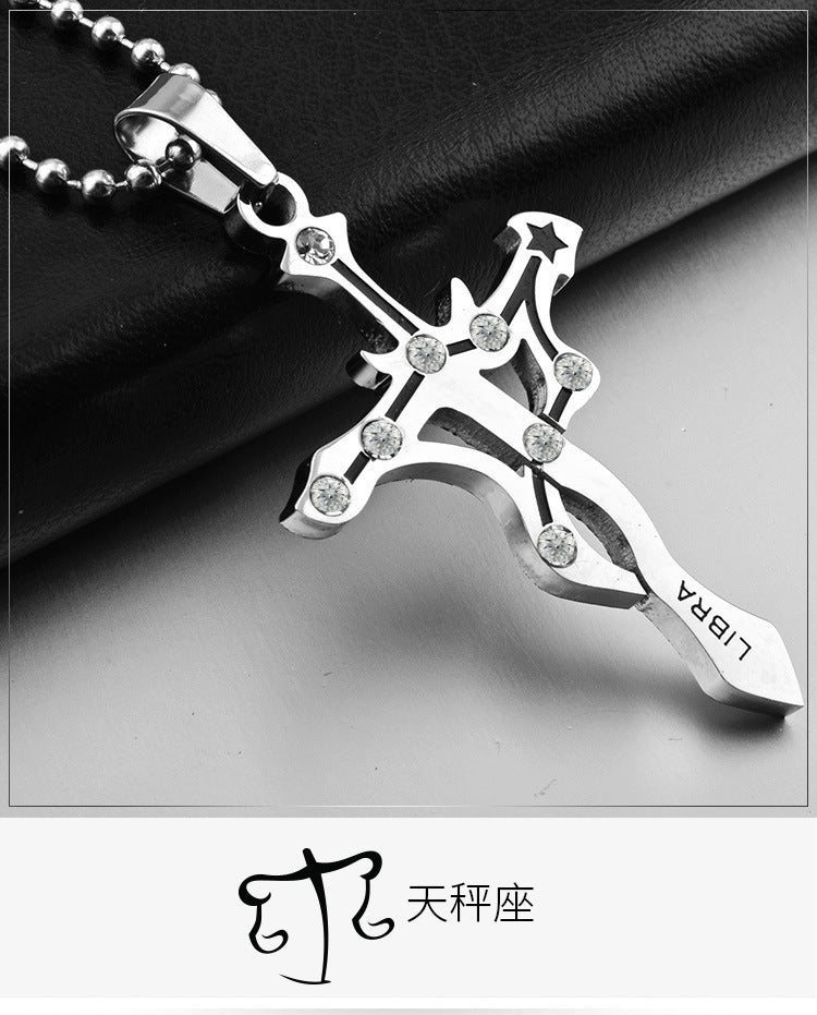 Crystal Zodiac Sign Pendant Necklace — 12 Signs