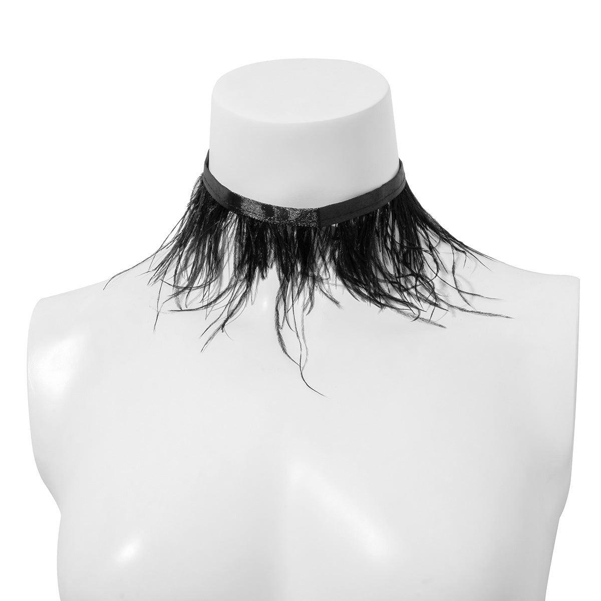 Sweet and Chic Handcrafted Necklace with Black Long Feather Tassel Choker