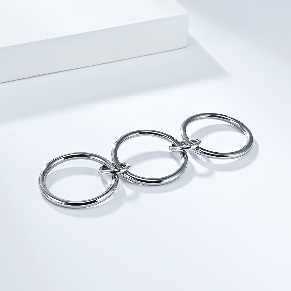 Planderful Everyday Genie Three Ring Stacking Ring Stainless Steel For Women Unisex Statement Jewelry
