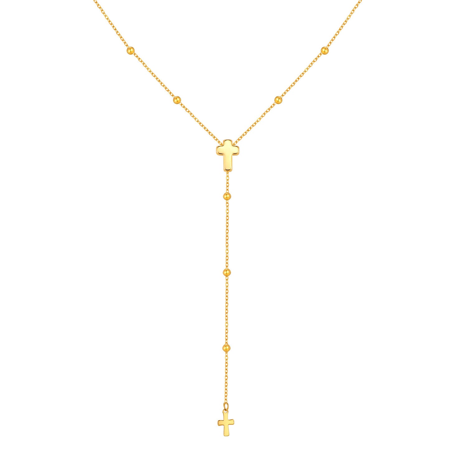 Collarbone Chain Necklace Stainless Steel Bead Chain Cross Y-Shaped Necklace