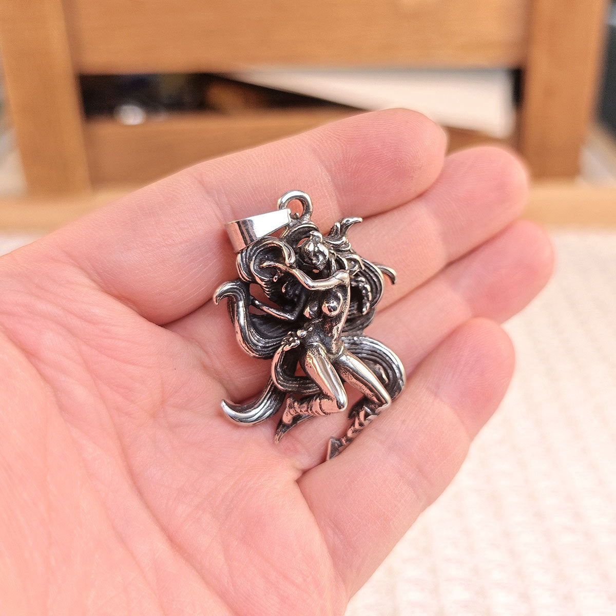 Cartoon Nine-Tailed Beautiful Fox Stainless Steel Pendant Men & Women Hip-Hop Rock Necklace