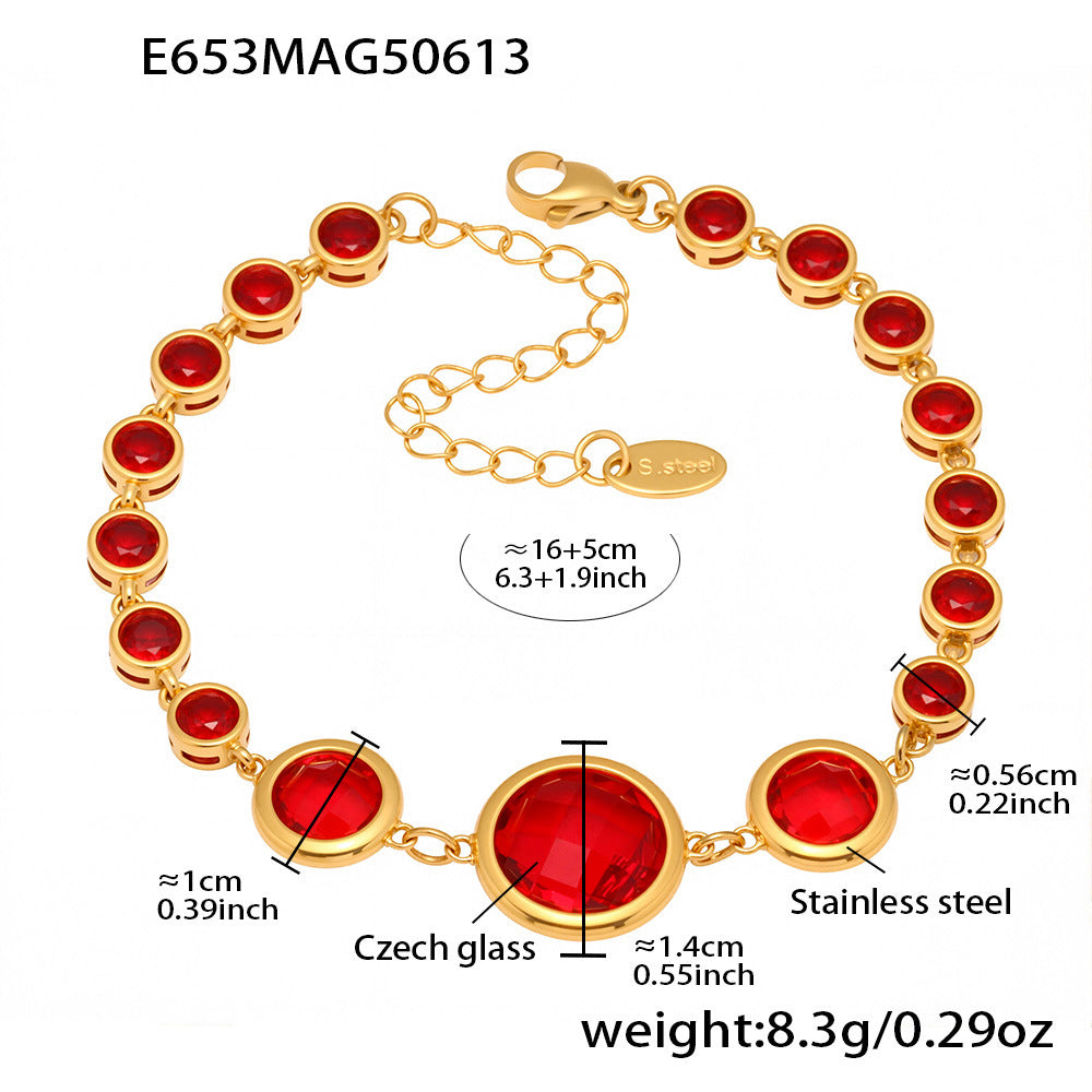 Planderful Czech Glass Bracelet For Women Luxury 18K Gold