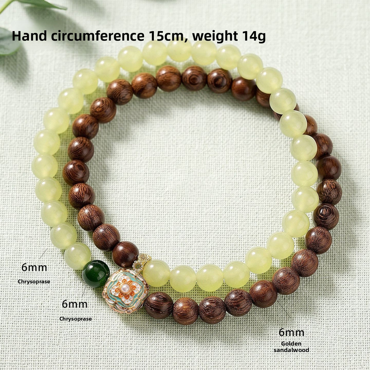 Chalcedony Sandalwood Agarwood Floral Bracelet