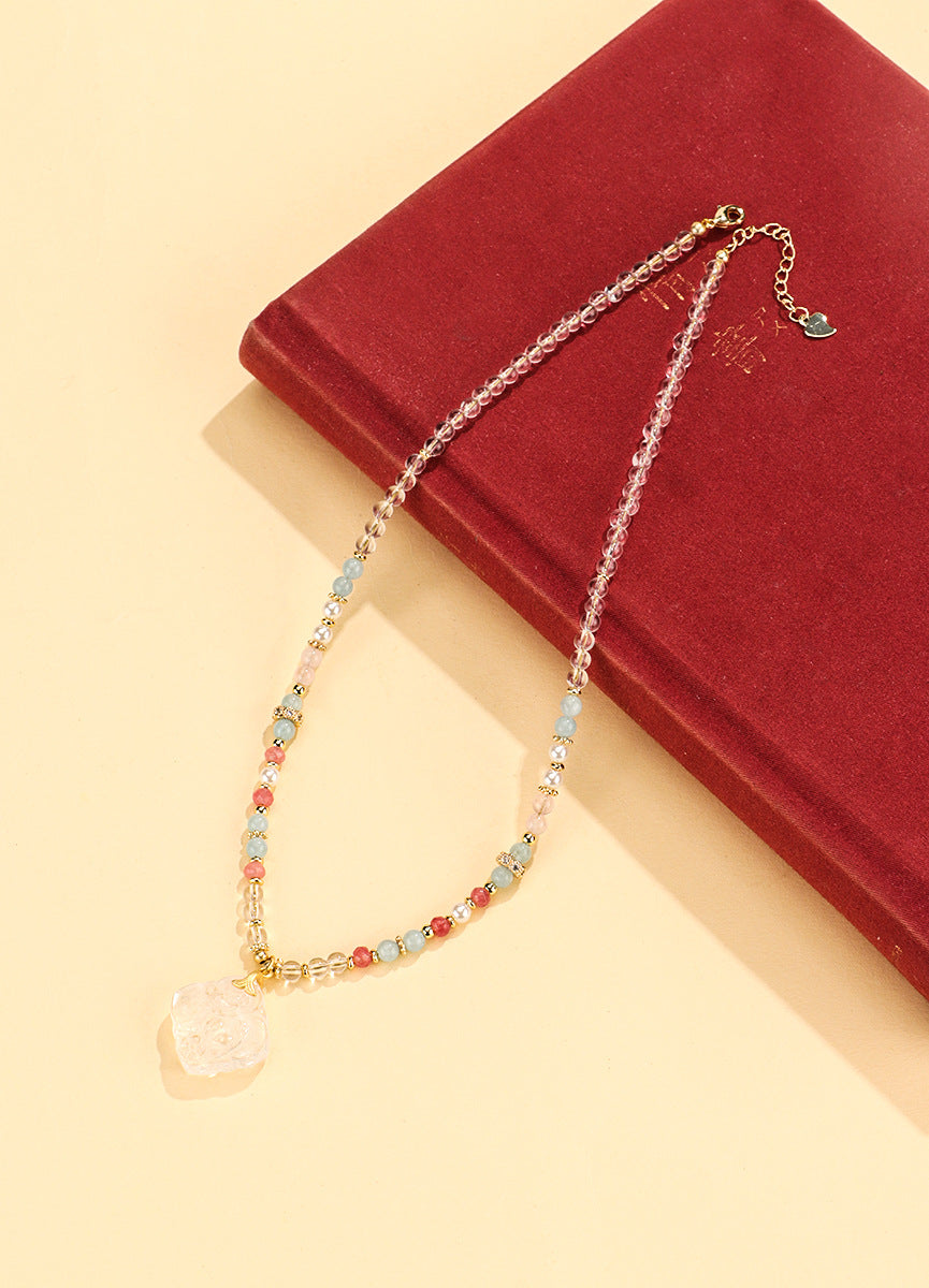 Aquamarine Crystal Pendant Necklace