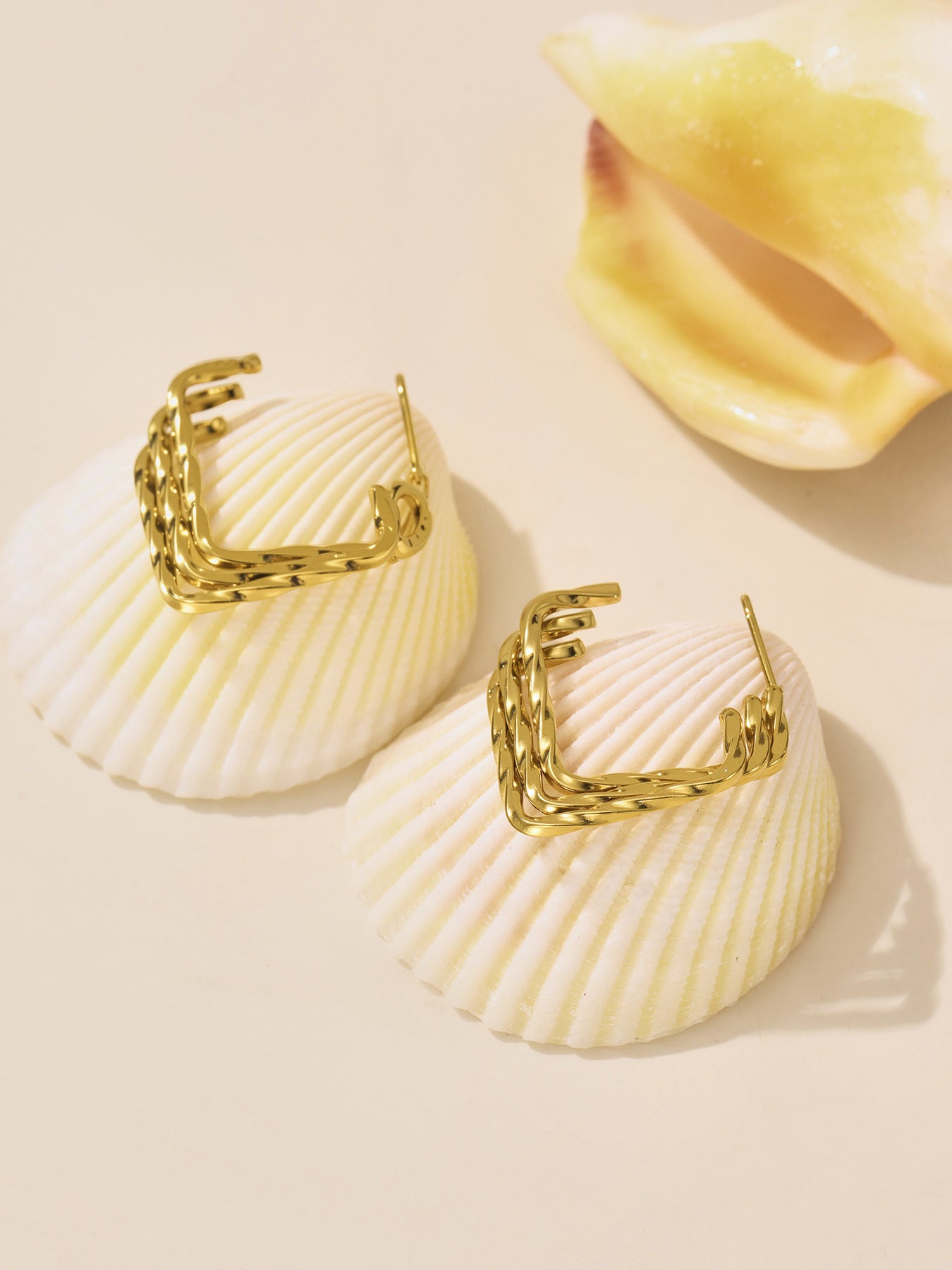 Planderful Women C Shape Stainless Steel Earrings GoldPlated