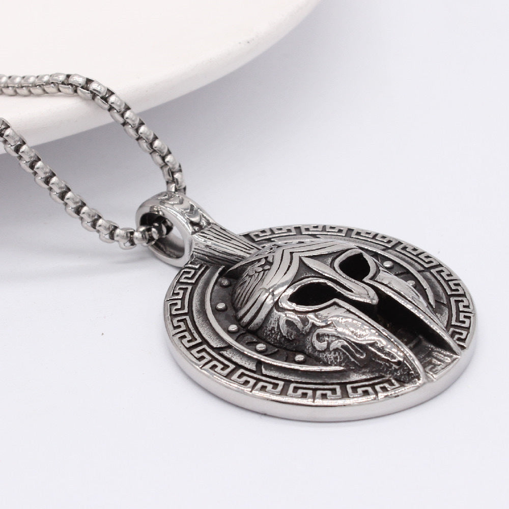 Planderful Mens Pharaoh Knight Mask Necklace Stainless Steel Pendant Durable Retro Egyptian Style