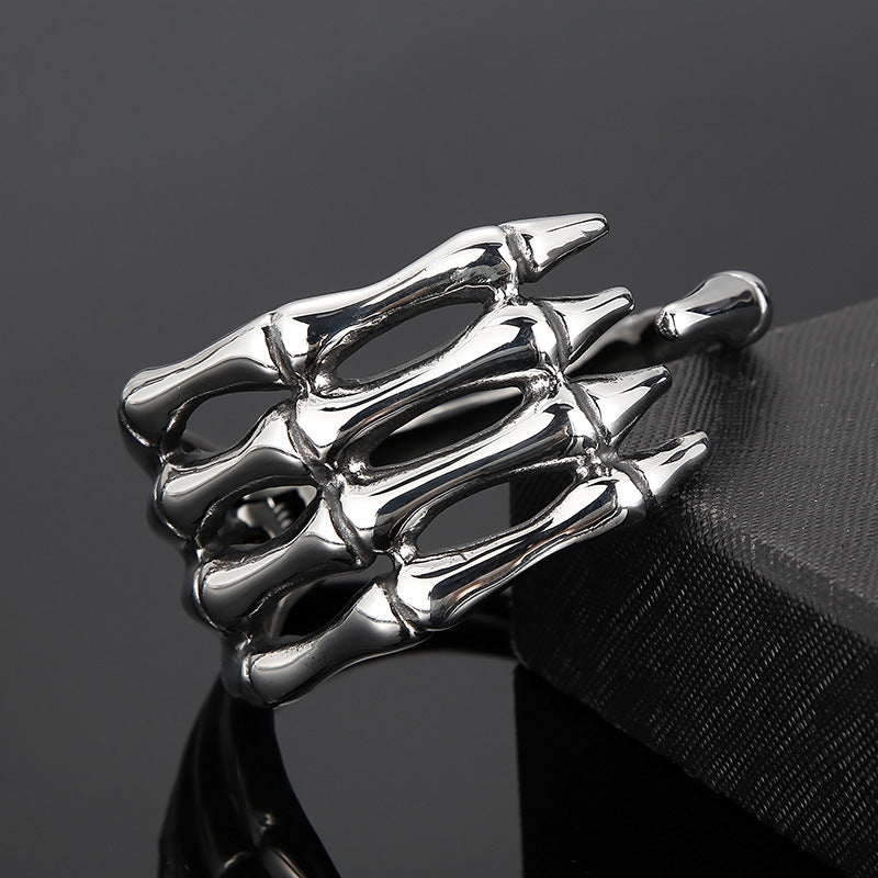 Dark Palm – & Old Titanium Steel Men's Skull Five-Claw Finger Bracelet
