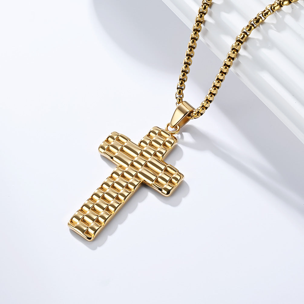 Cross Necklace for Men by Planderful Everyday Genie Steel Pendant Versatile Light Luxury Jewelry for Him