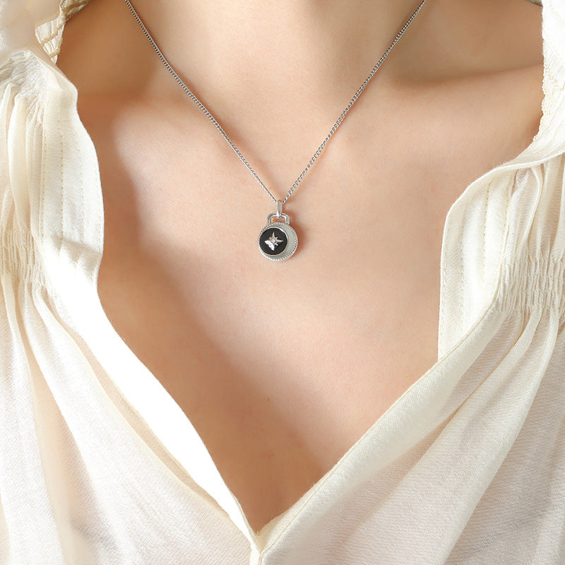 Retro Mango Round Pendant Necklace with Titanium Gold-Plating - Everyday Genie Collection