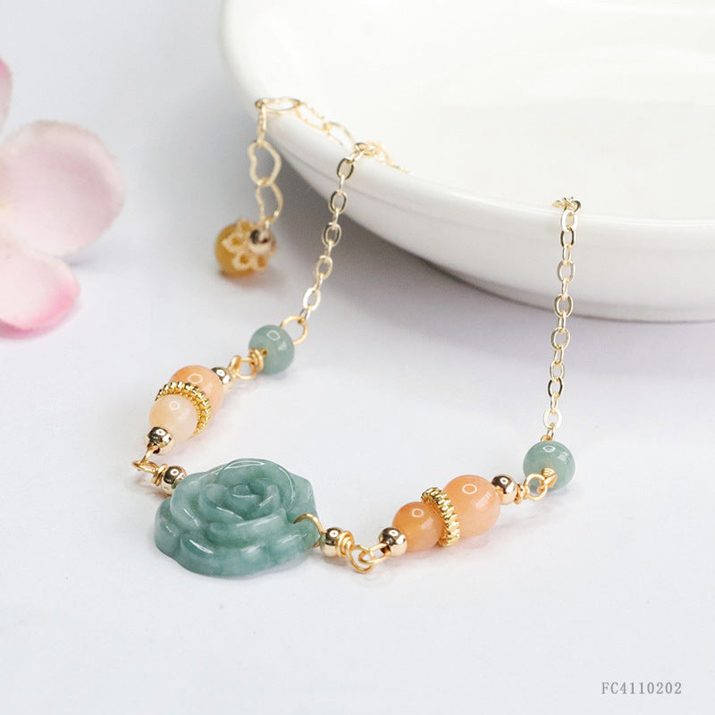 Blue Water Jadeite Peony Bracelet