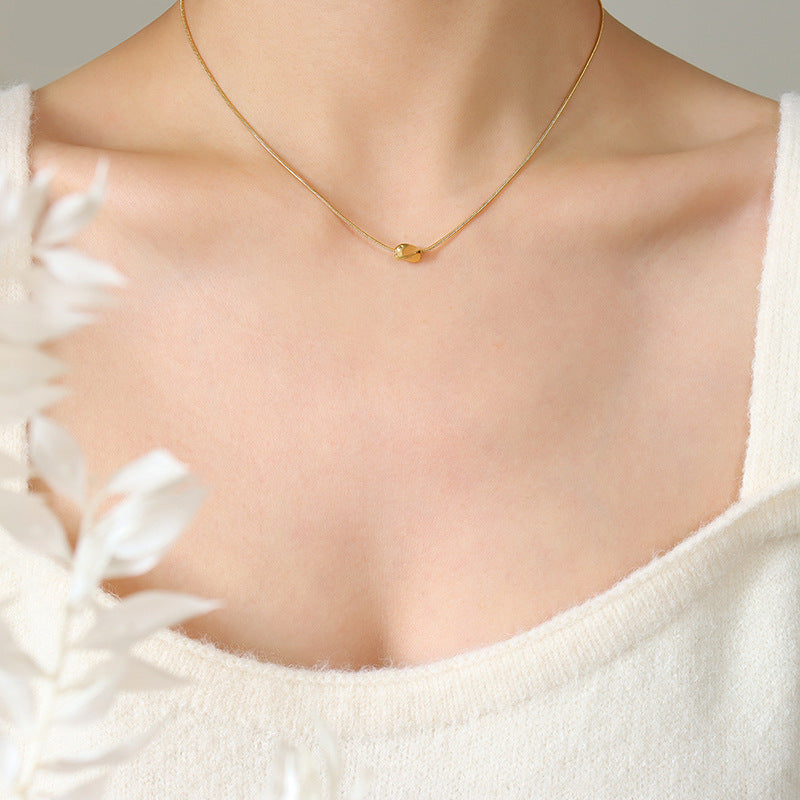 Mini Spiral Pendant Necklace with Feminine Niche Design, 18k Gold Plated Titanium Steel Chain