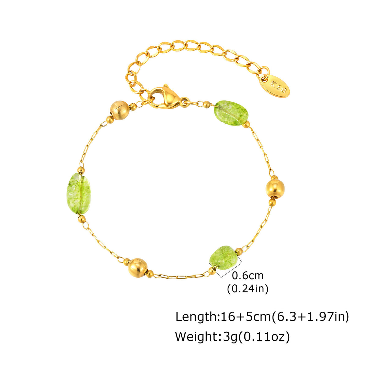 Natural Stone Stainless Steel Bracelet