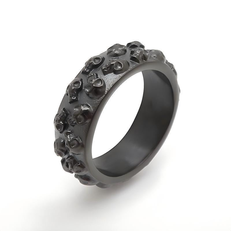 Halloween Diablo Double Row Little Skull Ring Old Gothic Ghost Head Stainless Steel