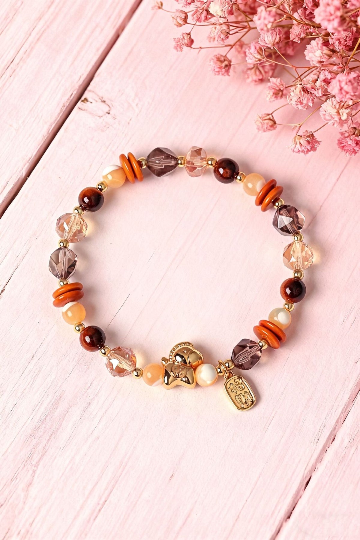Tiger Eye & Pearl Horse-Year Bracelet