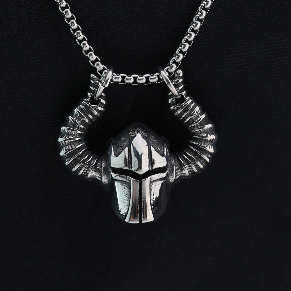 Planderful Shop Iconic Odin Helmet Pendant Norse Style For Men Stainless Steel Titanium Horn Jewelry