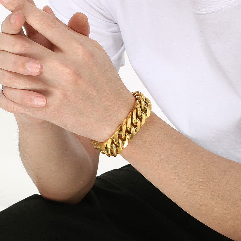 Planderful Premium Cuban Link Bracelet Men 18mm Titanium