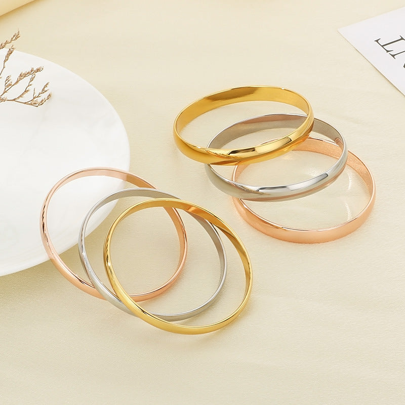 Stacking – Smooth Stainless Steel Women's Diy Bracelet