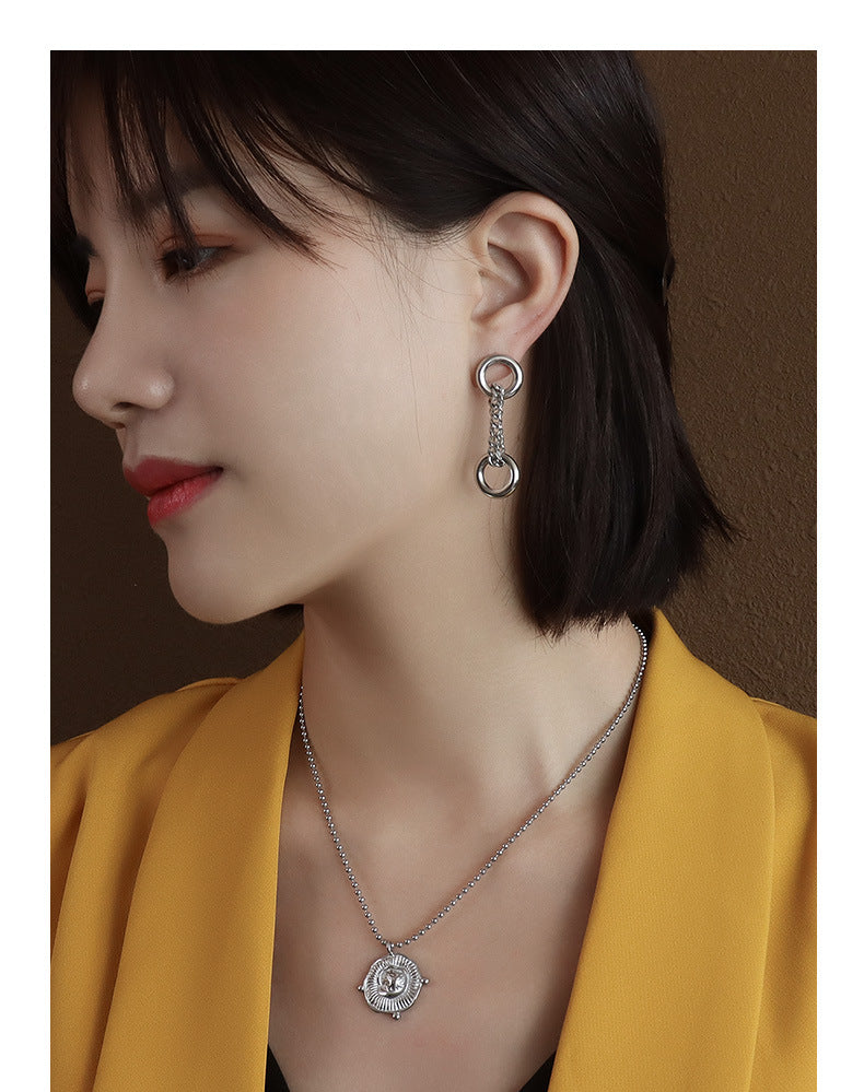 Golden Loop Chain Asymmetric Earrings - European Style Jewelry for Women