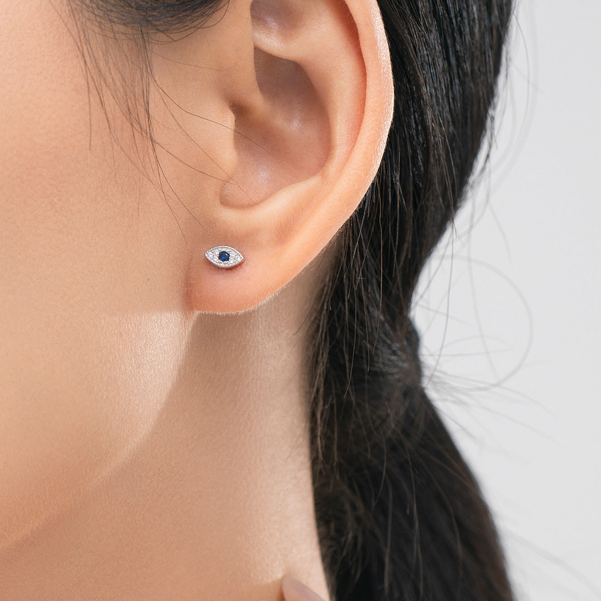 Exquisite Devil's Eye Earrings, S925 Sterling Silver with Zircons