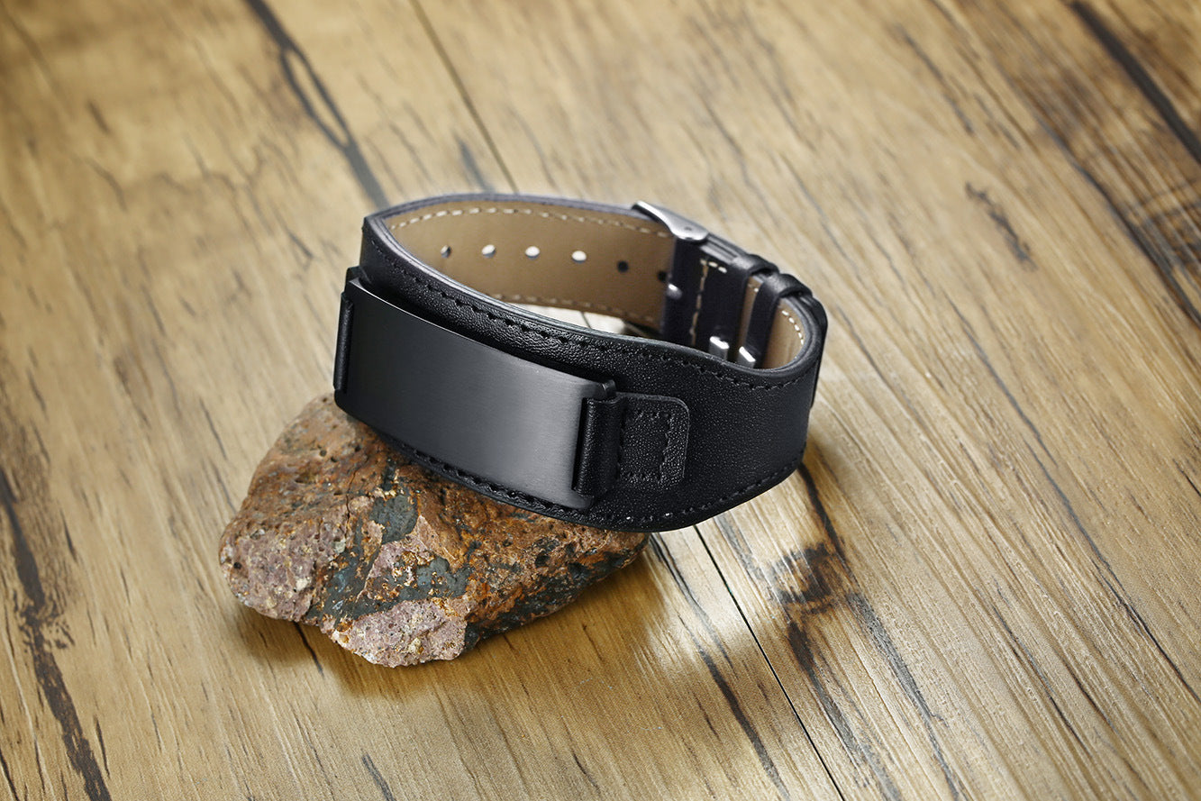 Titanium Steel Jewelry Adjustable Men's Leather Bracelet