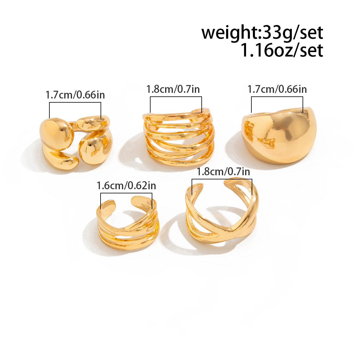 Planderful Vienna Verve Liquid Pleated Ring Set For Women Retro Winding And Stacking Statement