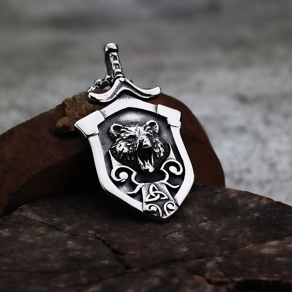 Nordic Mythology Viking Shield Celtic Wolf Pendant Necklace