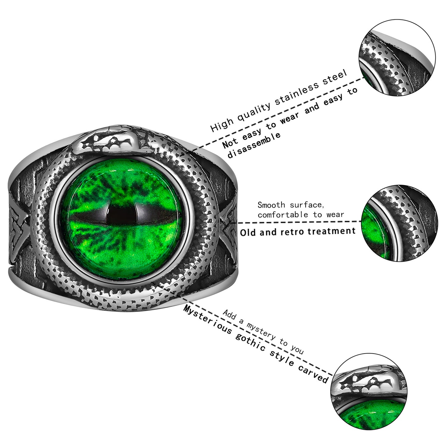 Steel Ring – Vintage Demon Eye Ring For Men, Punk Retro Style Jewelry Gift For Him