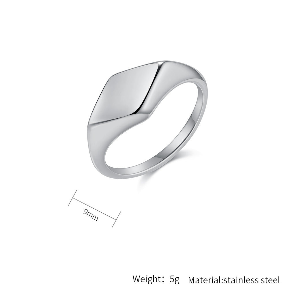 Planderful Rhombus Geometry Ring For Women And Unisex Minimalist Steel Jewelry With Modern Bold Design