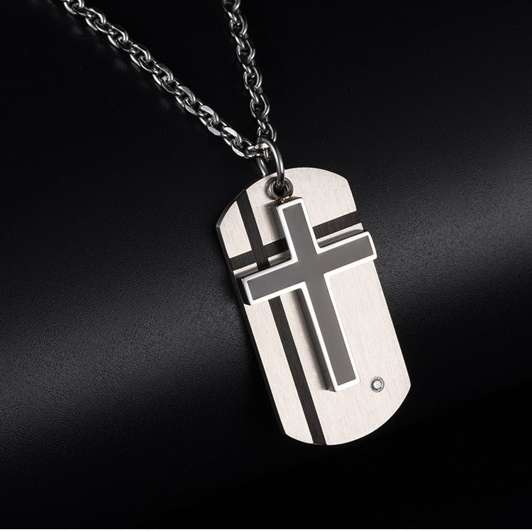 Titanium Steel Cross Pendant Korean Men's Two-in-One Necklace