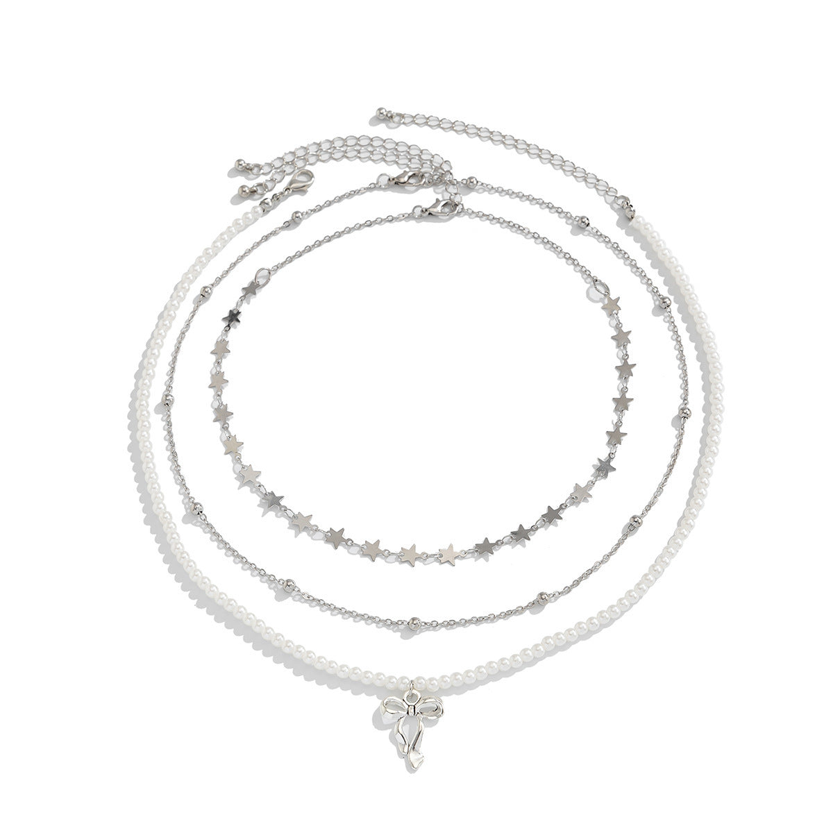 Geometric Star Tassel Layered Necklace Set
