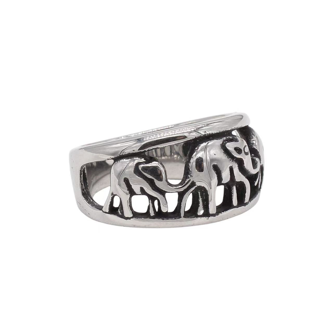 Planderful Jewelry Everyday Genie Elephant Ring For Men In Steel Retro Vintage Design