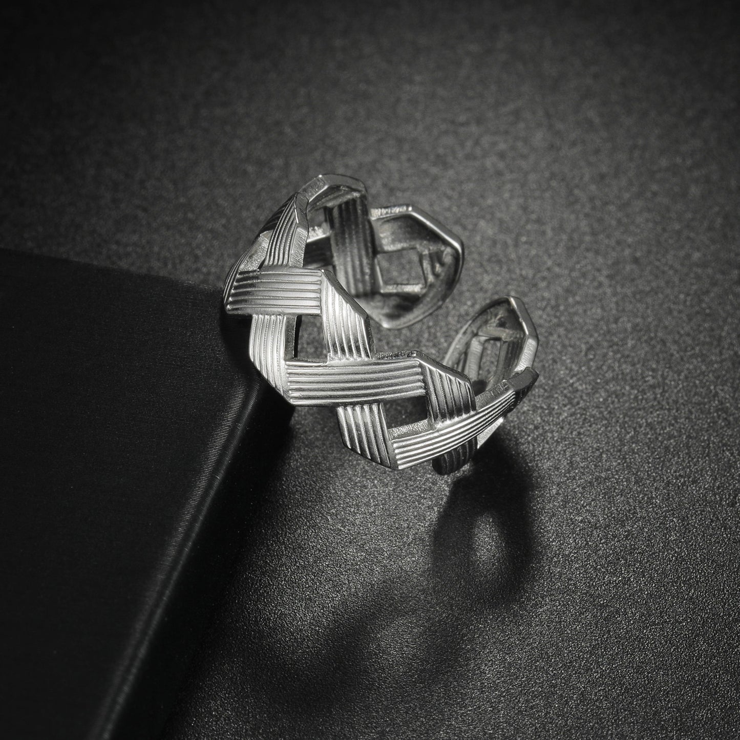 Planderful Stainless Steel Cross Ring With Adjustable Open Design Geometric Line For Women And Men Protection Statement