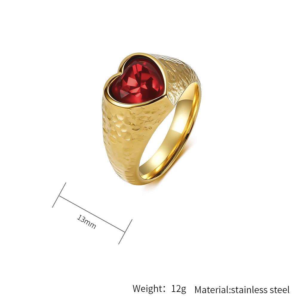 Steel Ring – Elegant Gold-Plated Heart-Shaped Everyday Wear Ring by Planderful Jewelry