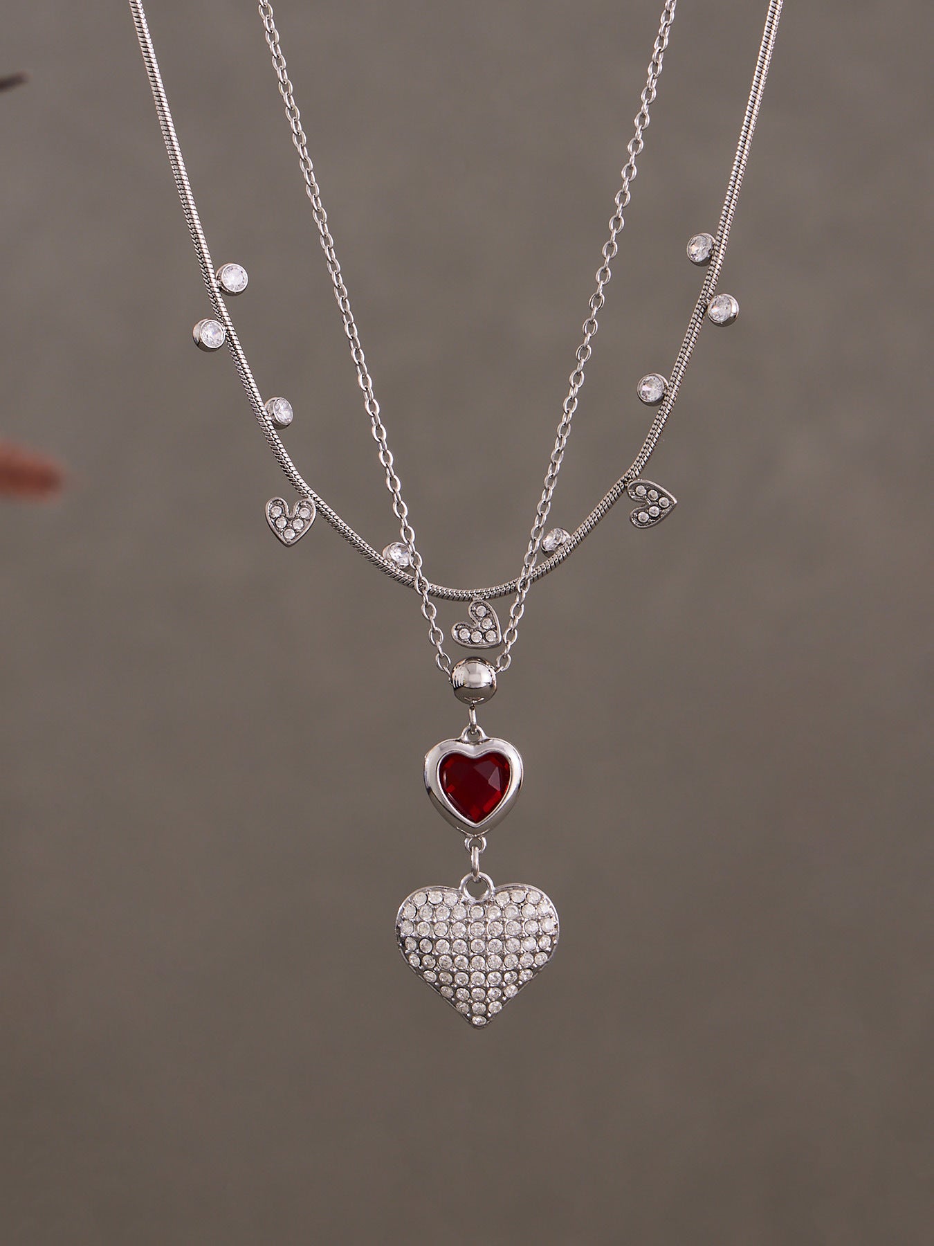 Planderful Light Luxury Heart Shaped Zircon Pendant Women