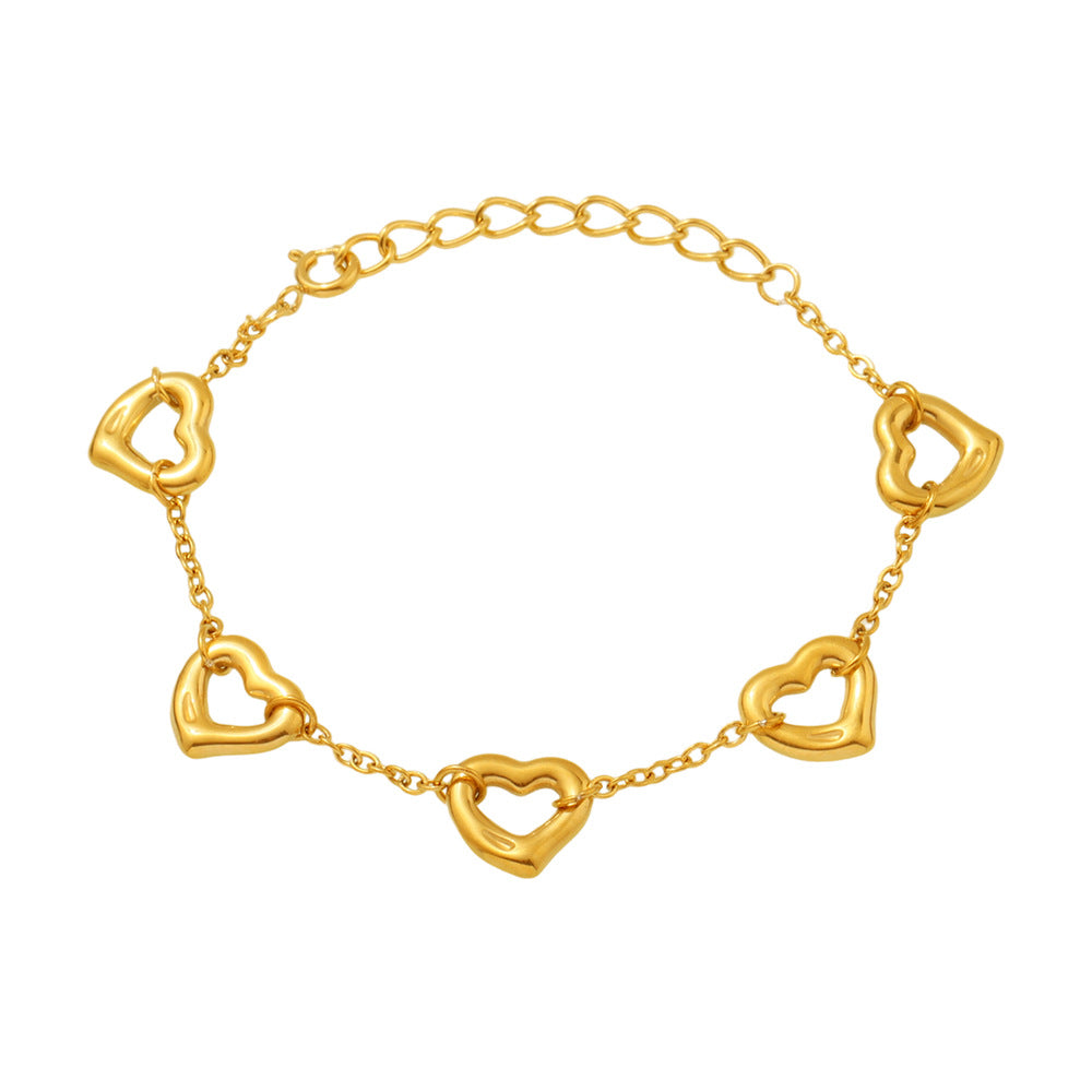 Planderful Heart Bracelet Stainless 18K Gold Plated Women