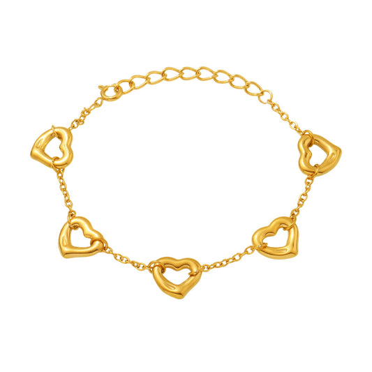 Planderful Heart Bracelet Stainless 18K Gold Plated Women