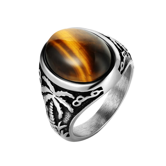 Planderful Unisex Steel Ring With Titanium Finish Durable Statement Retro Style For Men And Women