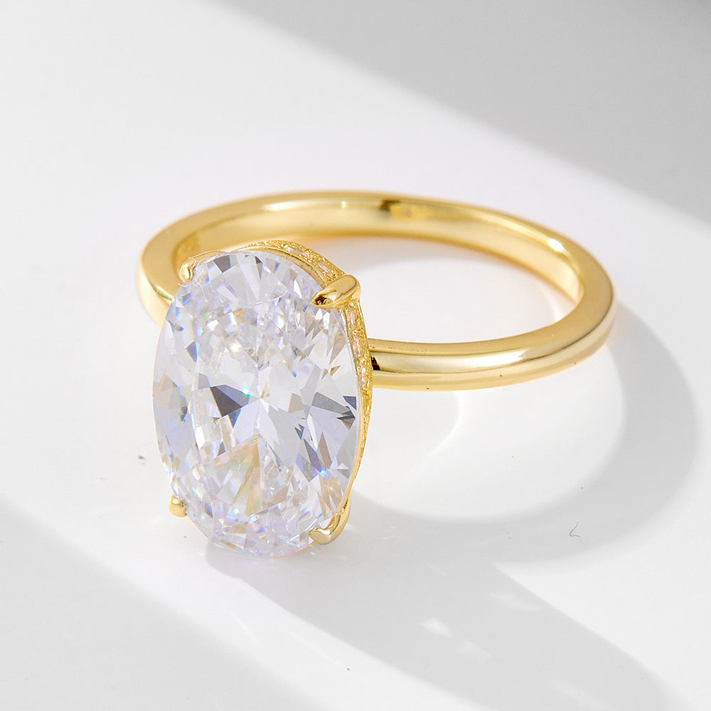 S925 Sterling Silver 8 12 Oval Zircon Ring High-Quality Ring