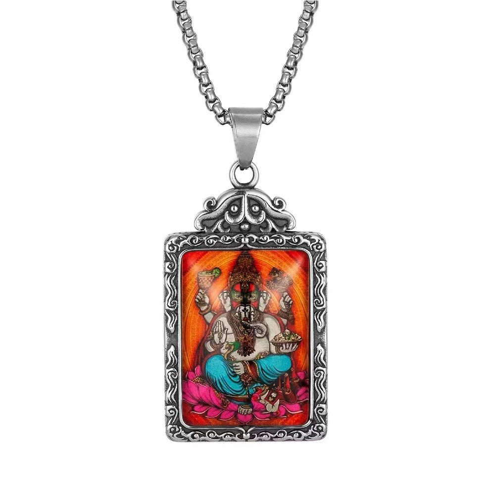Zodiac Guardian Buddha Pendant For Men And Women By Planderful Titanium Steel Thangka Necklace With Premium Protection