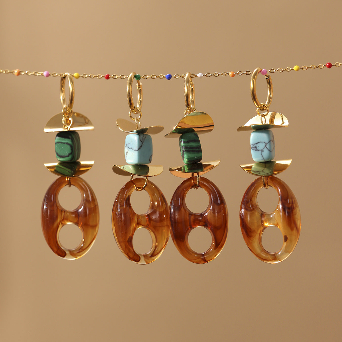 Planderful Merade Oval Resin Pig Nose Stud Earrings Trendy