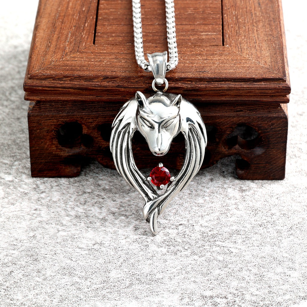 Punk Wolf Stainless Steel Men's Pendant Necklace