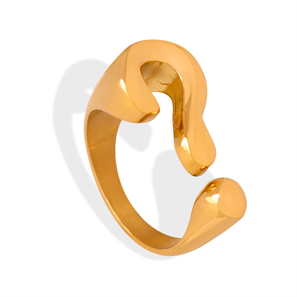 Curious Charm Titanium Gold-Plated Open Ring for Women