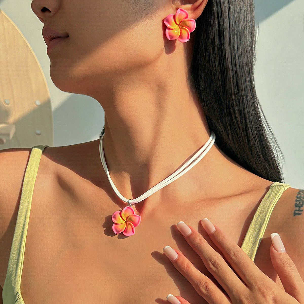 Planderful Vienna Verve Necklace and Earrings Set – Sweet Dopamine Color Floral Design