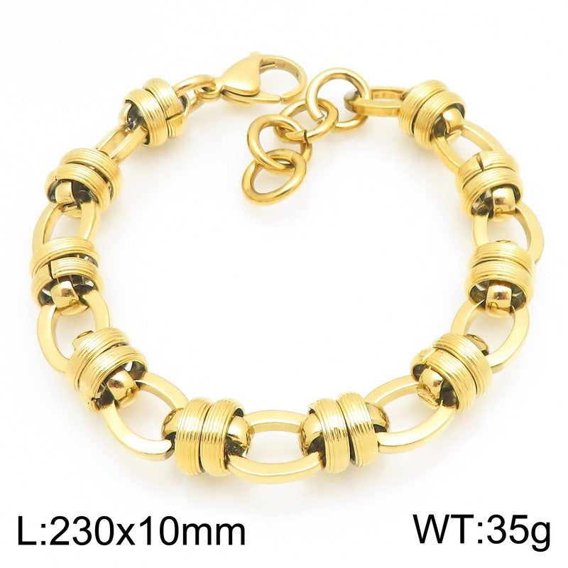 Hip Hop Knot Punk Vintage Wrap Ring Cuban Chain Stainless Steel Men's Bracelet