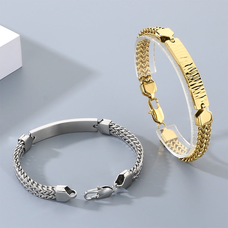 Style Titanium Steel Front & Back Chain Bracelet – Stainless Steel Curved Bar