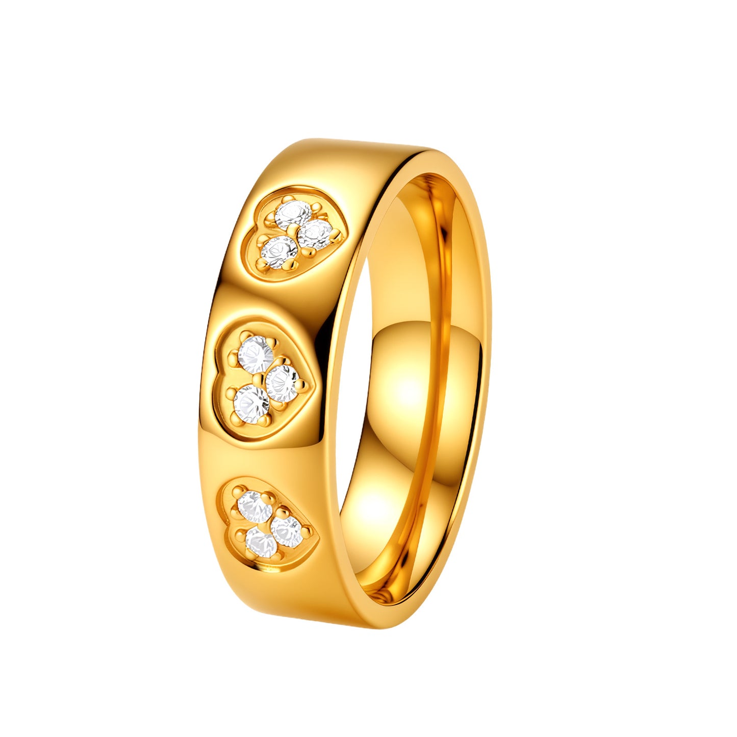 Planderful Everyday Genie Stainless Steel Ring With Peach Heart Zircon Inlay For Women