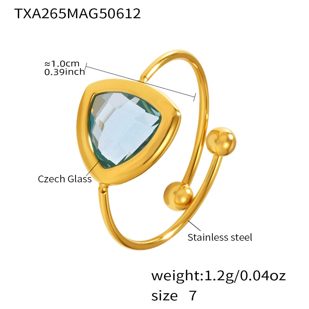 Planderful 18K Gold Plated Ring For Her Czech Glass Ball