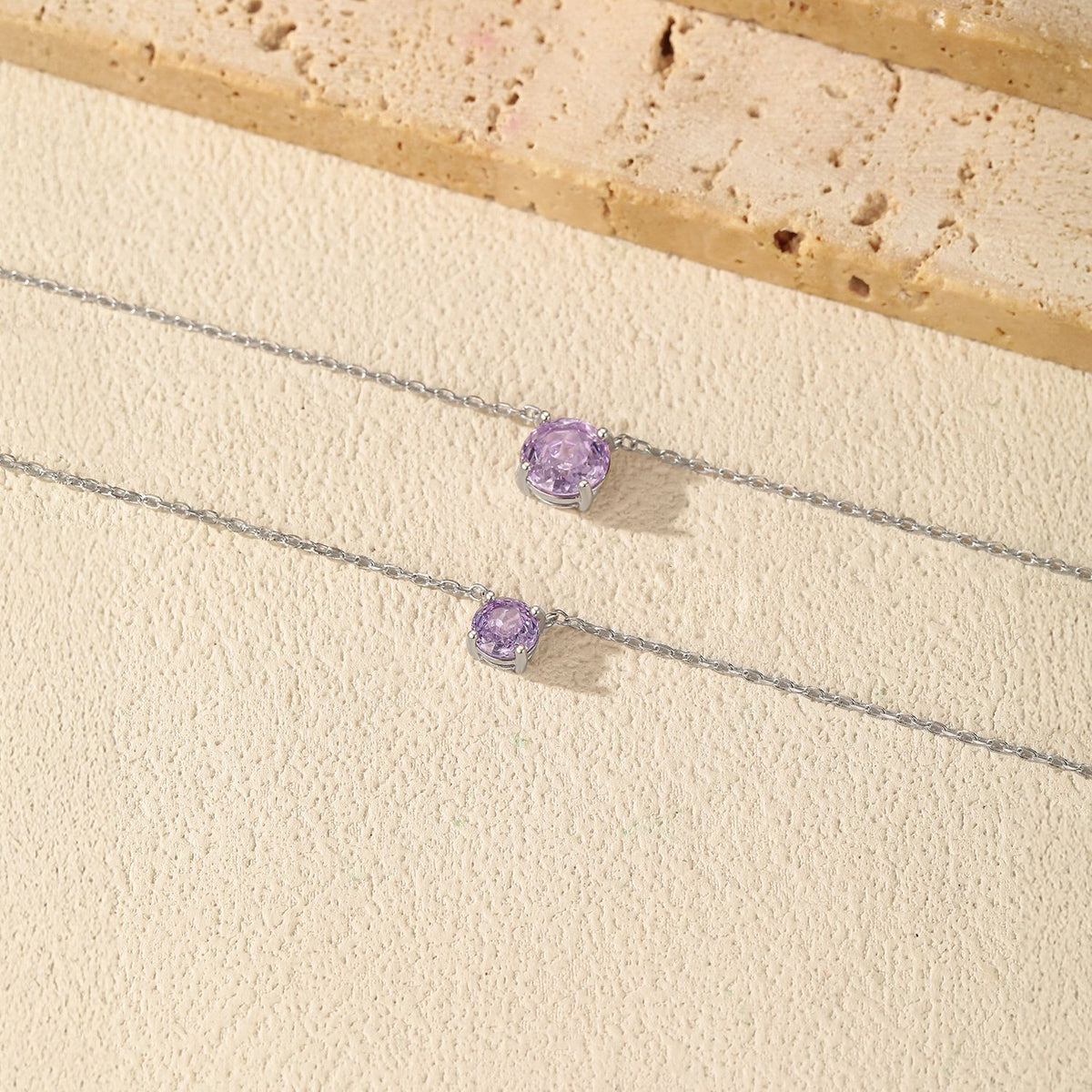 925 Sterling Silver Lavender Rose-Cut Zircon Necklace