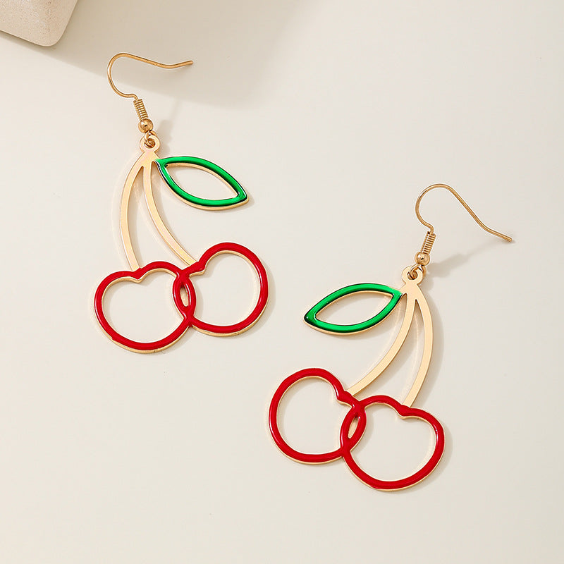Planderful Vienna Verve Earrings – Fashionable Red Hollow Cherry Design