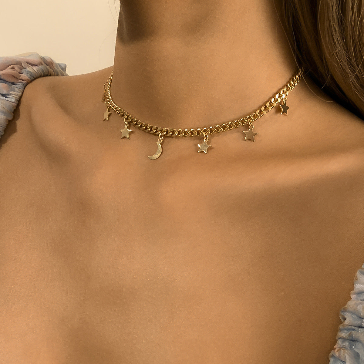 Star Moon Fringe Necklace From Planderful Vienna Verve For Women Versatile Chain Jewelry Statement Pendant